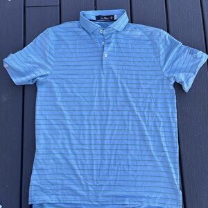 RLX Ralph Lauren Light Blue Striped Polo Shirt